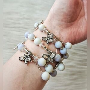 Glass Butterfly Dangle Bracelet (1)